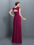 A-Line/Princess Straps Pleats Sleeveless Long Chiffon Bridesmaid Dresses Evening Dress
