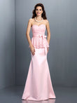 Trumpet/Mermaid Sweetheart Lace Sleeveless Long Satin Bridesmaid Dresses Formal Evening Dress