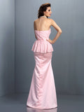 Trumpet/Mermaid Sweetheart Lace Sleeveless Long Satin Bridesmaid Dresses Formal Evening Dress