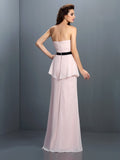 Sheath/Column Sweetheart Sash/Ribbon/Belt Sleeveless Long Chiffon Bridesmaid Dresses Evening Formal Dress
