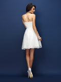 Vestidos de dama de honor cortos de satén sin mangas con escote corazón, encaje, pliegues y corte princesa