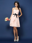 A-Linie/Princess-Linie Herzausschnitt Schärpe/Band/Gürtel Ärmellos Kurz Chiffon Brautjungfernkleider Homecoming Ballkleid