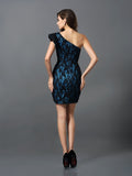 Vestido de dama de honor corto de satén tipo seda, sin mangas, con un solo hombro, corte tubo/columna, para cóctel o fiesta