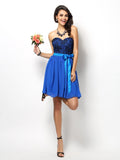 A-Linie/Princess-Linie Herzausschnitt Spitze Ärmellos Kurz Chiffon Brautjungfernkleider Cocktail Ballkleid