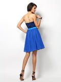 A-Linie/Princess-Linie Herzausschnitt Spitze Ärmellos Kurz Chiffon Brautjungfernkleider Cocktail Ballkleid