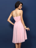 A-Linie/Princess-Linie Herzausschnitt Falten Schleife Ärmellos Kurz Chiffon Brautjungfernkleider Homecoming Ballkleid