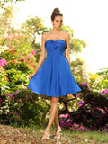 A-Line/Princess Sweetheart Pleats Sleeveless Short Chiffon Bridesmaid Dresses Homecoming Prom Dress