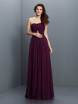 A-Linie/Princess-Linie Trägerlos Falten Ärmellos Lang Chiffon Brautjungfernkleider Ball-/Abendkleid