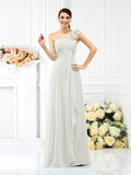 A-Line/Princess One-Shoulder Pleats Sleeveless Long Chiffon Bridesmaid Dresses Evening Dress