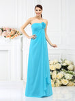 A-Line/Princess Strapless Hand-Made Flower Sleeveless Long Chiffon Bridesmaid Dresses Evening Prom Dress