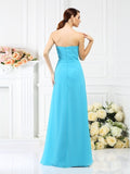 A-Line/Princess Strapless Hand-Made Flower Sleeveless Long Chiffon Bridesmaid Dresses Evening Prom Dress