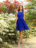 A-Line/Princess Bateau Applique Sleeveless Short/Mini Chiffon Bridesmaid Dresses Homecoming Prom Dress