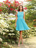 A-Line/Princess Bateau Applique Sleeveless Short/Mini Chiffon Bridesmaid Dresses Homecoming Prom Dress