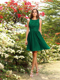 A-Line/Princess Bateau Applique Sleeveless Short/Mini Chiffon Bridesmaid Dresses Homecoming Prom Dress