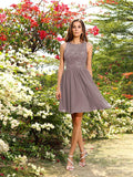 A-Line/Princess Bateau Applique Sleeveless Short/Mini Chiffon Bridesmaid Dresses Homecoming Prom Dress