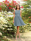 A-Line/Princess Bateau Applique Sleeveless Short/Mini Chiffon Bridesmaid Dresses Homecoming Prom Dress