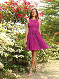 A-Line/Princess Bateau Applique Sleeveless Short/Mini Chiffon Bridesmaid Dresses Homecoming Prom Dress