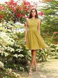 A-Line/Princess Bateau Applique Sleeveless Short/Mini Chiffon Bridesmaid Dresses Homecoming Prom Dress