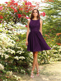 A-Line/Princess Bateau Applique Sleeveless Short/Mini Chiffon Bridesmaid Dresses Homecoming Prom Dress