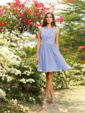A-Line/Princess Bateau Applique Sleeveless Short/Mini Chiffon Bridesmaid Dresses Homecoming Prom Dress