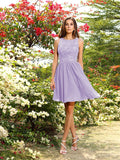 A-Line/Princess Bateau Applique Sleeveless Short/Mini Chiffon Bridesmaid Dresses Homecoming Prom Dress