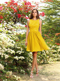 A-Line/Princess Bateau Applique Sleeveless Short/Mini Chiffon Bridesmaid Dresses Homecoming Prom Dress
