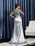 Trumpet/Mermaid Scoop Beading Short Sleeves Long Silk like Satin Mother of the Bride Dresses