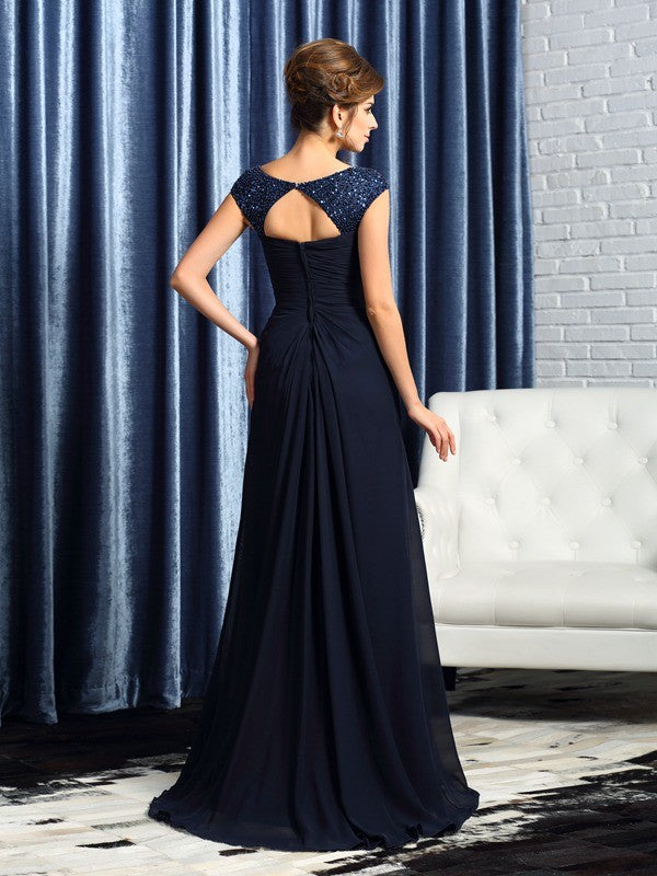 A-Line/Princess Straps Beading Sleeveless Long Chiffon Mother of the Bride Dresses