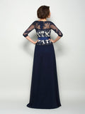 A-Line/Princess V-neck Beading 1/2 Sleeves Long Chiffon Mother of the Bride Dresses