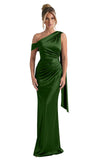 Kingbridal One Shoulder Bridesmaid Dresses for Women Mermaid Satin Formal Evening Maxi Dress