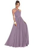 Halter Bridesmaid Dresses for Wedding Chiffon A Line Pleated Long Formal Prom Dress with Belt