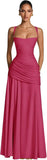 Kingbridal Spaghetti Straps Chiffon Bridesmaid Dresses for Women A-Line Formal Dress