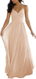 V Neck Bridesmaid Dresses for Women 2025 Long Chiffon Pleated A-line Spaghetti Strap Wedding Evening Prom Gown