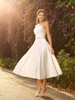 A-Line/Princess Sweetheart Beading Sleeveless Short Satin Wedding Dresses Bridal Gowns