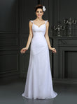 Trumpet/Mermaid Straps Beading Sleeveless Long Chiffon Wedding Dresses Bridal Gowns
