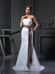 Sheath/Column Sweetheart Applique Sleeveless Long Net Wedding Dresses Bridal Gowns