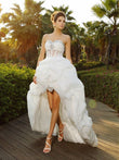 A-Linie/Princess-Linie Herzausschnitt Perlenstickerei Ärmellos High Low Organza Brautkleider
