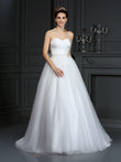 Ball Gown Sweetheart Beading Sleeveless Long Net Wedding Dresses Bridal Gowns