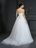 Ball Gown Sweetheart Beading Sleeveless Long Net Wedding Dresses Bridal Gowns