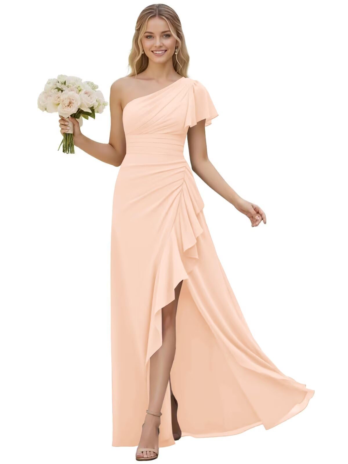 One Shoulder Chiffon Bridesmaid Dresses for Women 2026 A-line Formal Dress