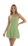 Spaghetti Straps Chiffon Homecoming Dresses for Teens Short 2026 Tiered Ruffle Square Neck Mini Cocktail Gowns