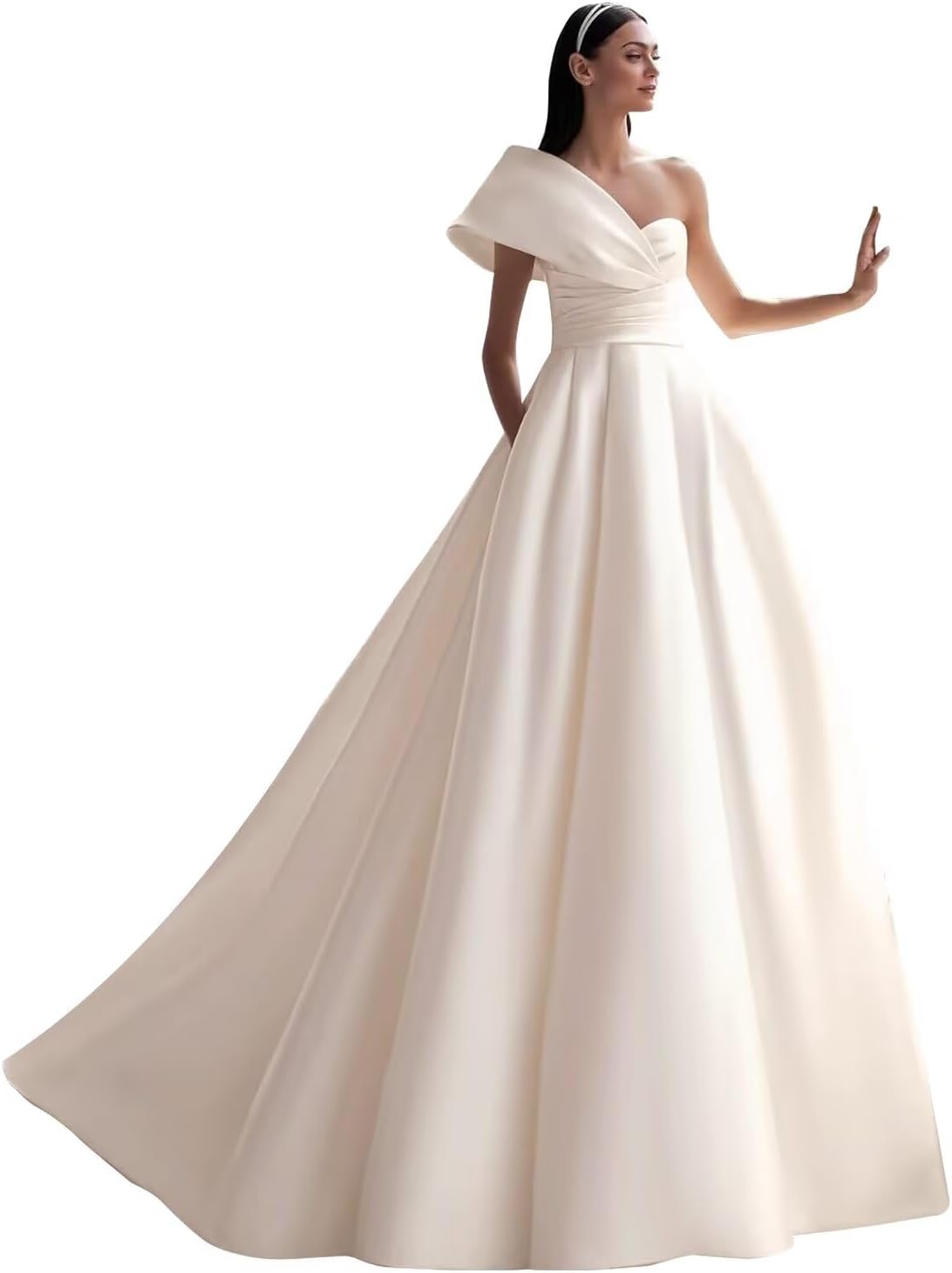 Kingbridal Gowns Lace Appliques Wedding Dresses for Bride Long V Neck Tulle Chiffon A-line Sleeveless Bridal Ball Gown for Women