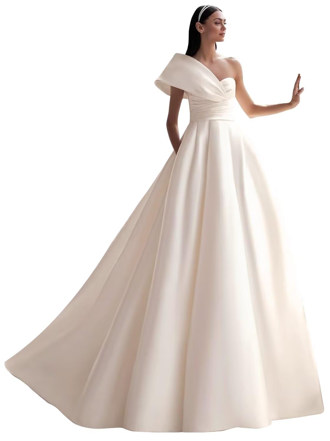 Kingbridal Gowns Lace Appliques Wedding Dresses for Bride Long V Neck Tulle Chiffon A-line Sleeveless Bridal Ball Gown for Women