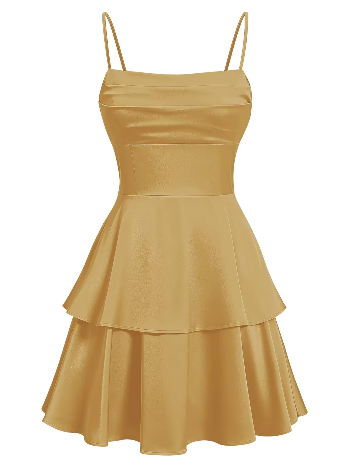 Tiered Satin Homecoming Dresses for Teens Short A Line Tight Spaghetti Strap Formal Cocktail Party Gown 2026