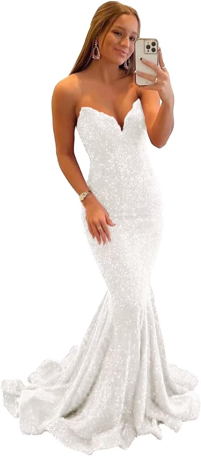 Vestido de fiesta con tirantes finos y lentejuelas, vestido de noche de sirena brillante con abertura, vestidos largos para mujer 2024 