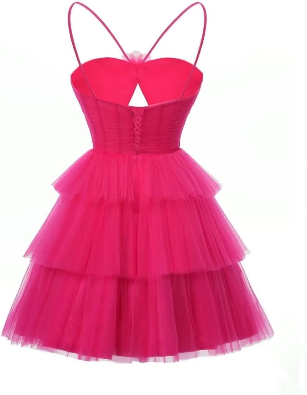Tulle Homecoming Dresses 2027 Layered Spaghetti Straps Short Prom Dress A-Line Prom Cocktail Party Gown