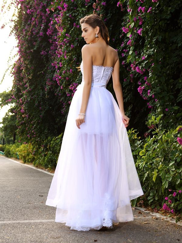 Trumpet/Mermaid Sweetheart Applique Sleeveless Long Tulle Wedding Dresses Bridal Gowns