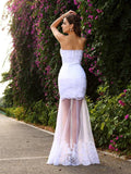 Trumpet/Mermaid Sweetheart Applique Sleeveless Long Tulle Wedding Dresses Bridal Gowns