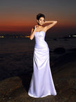 Trumpet/Mermaid Sweetheart Sleeveless Long Silk like Satin Beach Sweep/Brush Train Wedding Dresses Bridal Gowns