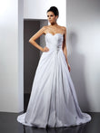 A-Line/Princess Sweetheart Ruffles Sleeveless Long Taffeta Wedding Dresses Bridal Gowns